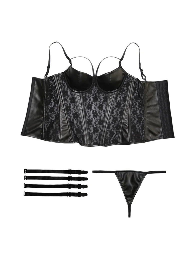 Women Halter Top Gothic PU Leather Corset - Image 5