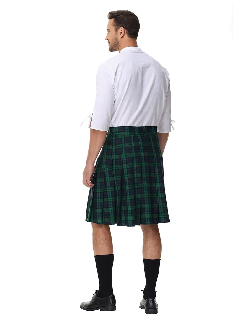 Scottish Tartan Utility Kilt Midi Skirt with Bag - Image 5