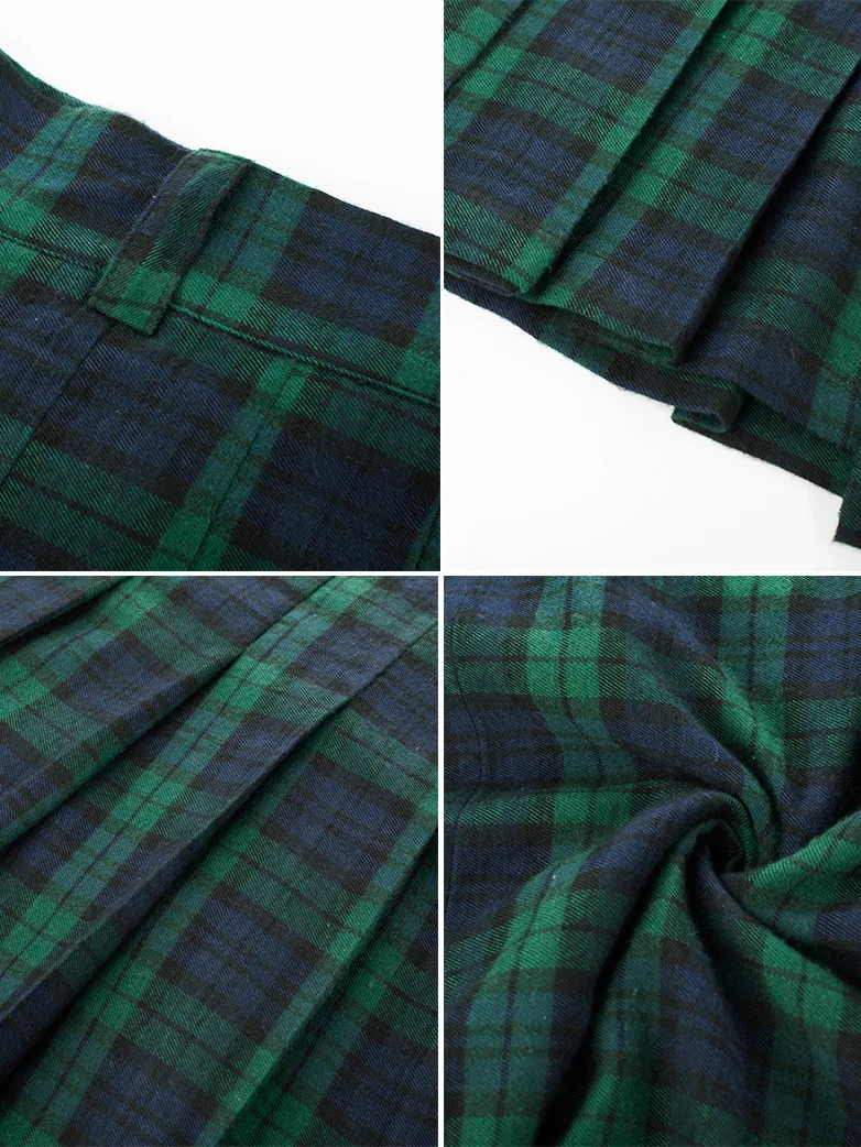 Scottish Tartan Utility Kilt Midi Skirt with Bag - Image 7