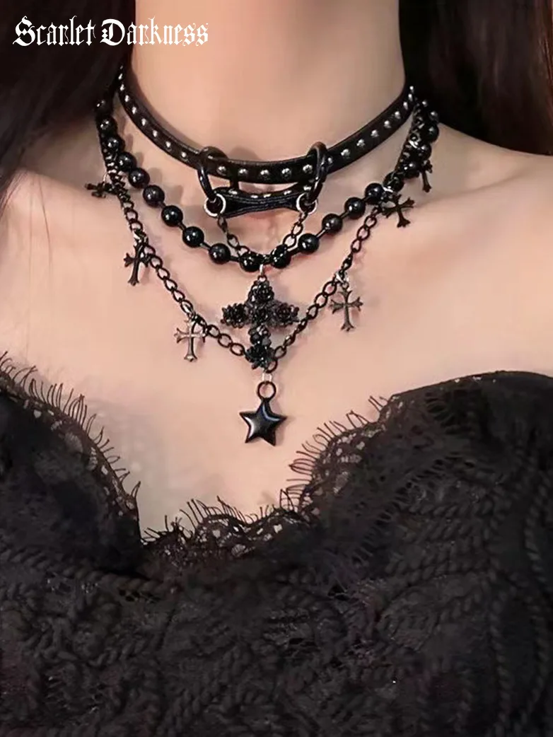 Miss Danger's Layered Leather Choker