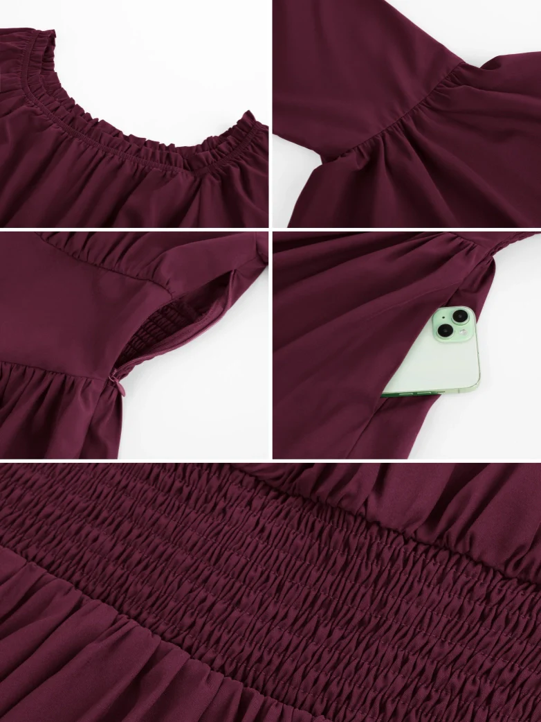 Renaissance Irregular Hem Off Shoulder Pockets Dress - Image 107