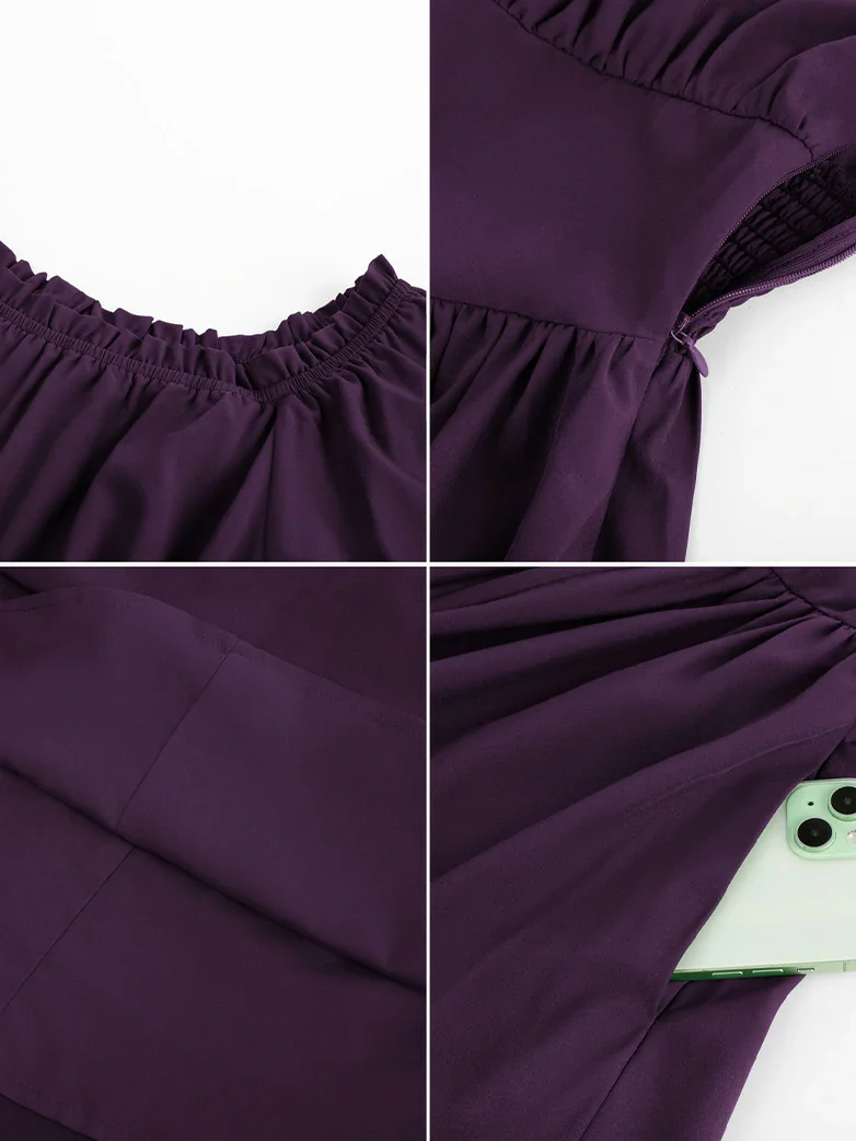 Renaissance Irregular Hem Off Shoulder Pockets Dress - Image 47