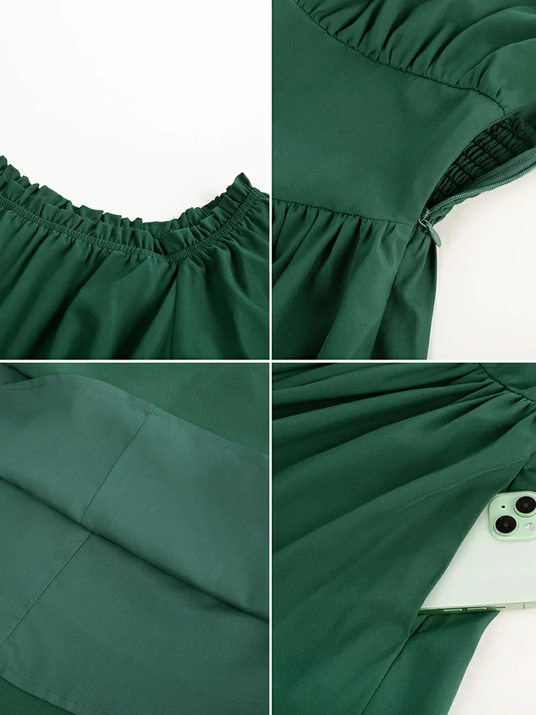 Renaissance Irregular Hem Off Shoulder Pockets Dress - Image 16