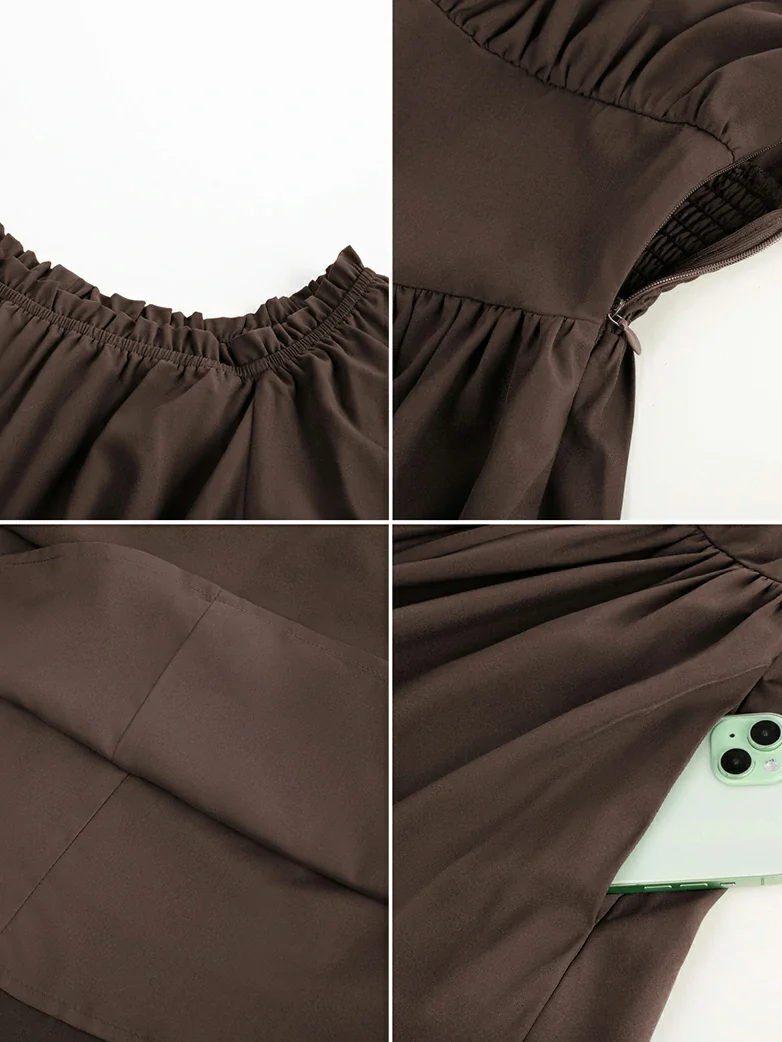 Renaissance Irregular Hem Off Shoulder Pockets Dress - Image 22