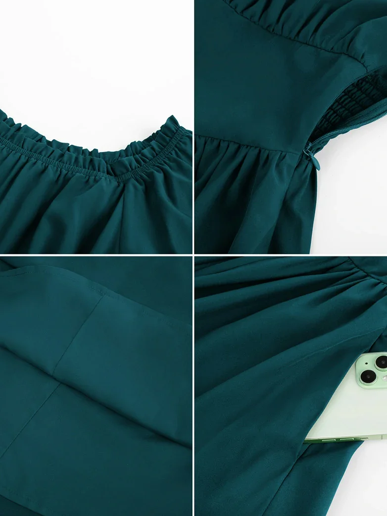 Renaissance Irregular Hem Off Shoulder Pockets Dress - Image 52