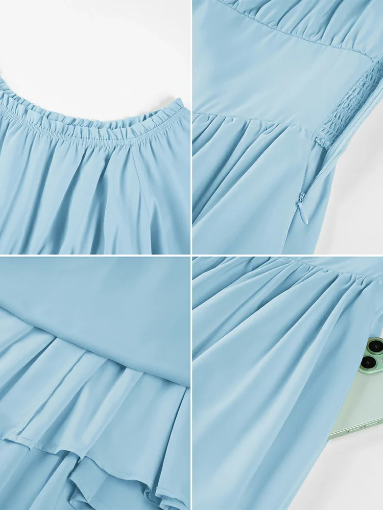 Renaissance Irregular Hem Off Shoulder Pockets Dress - Image 5