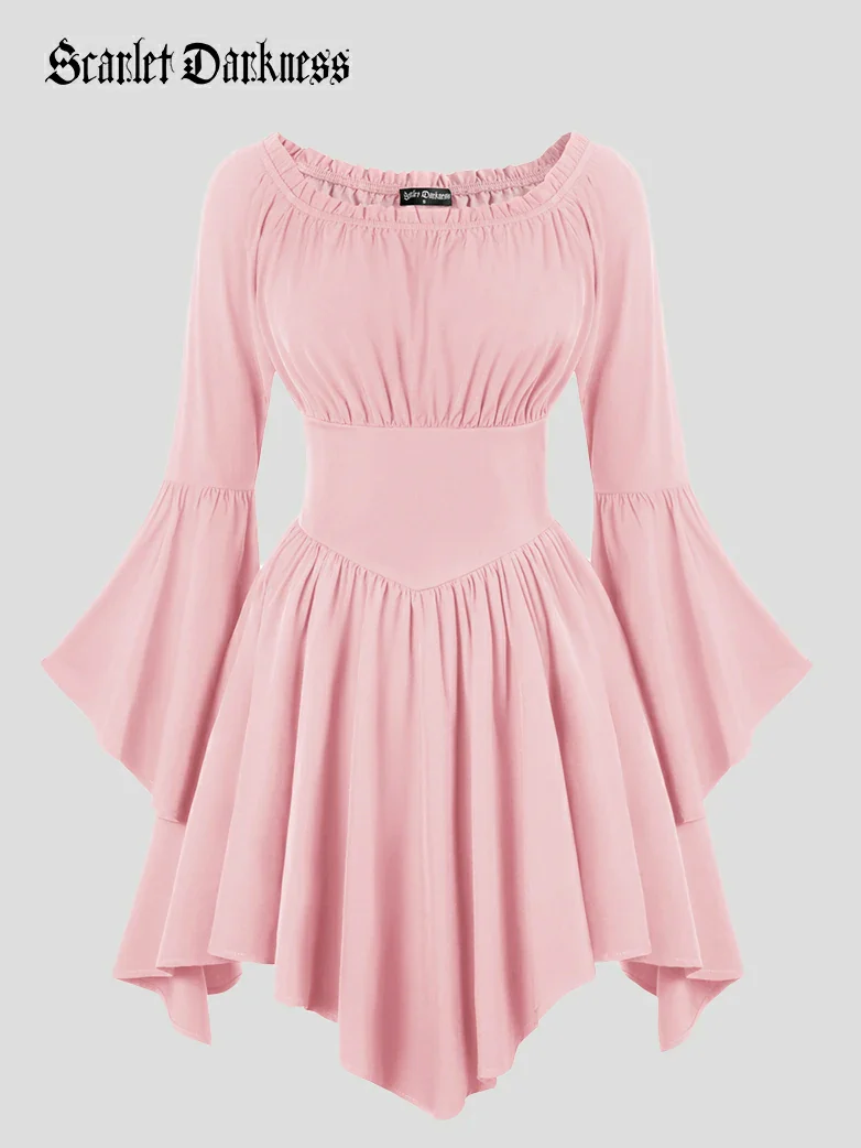 Renaissance Off Shoulder Witch Cosplay Pocket Dress - Image 68