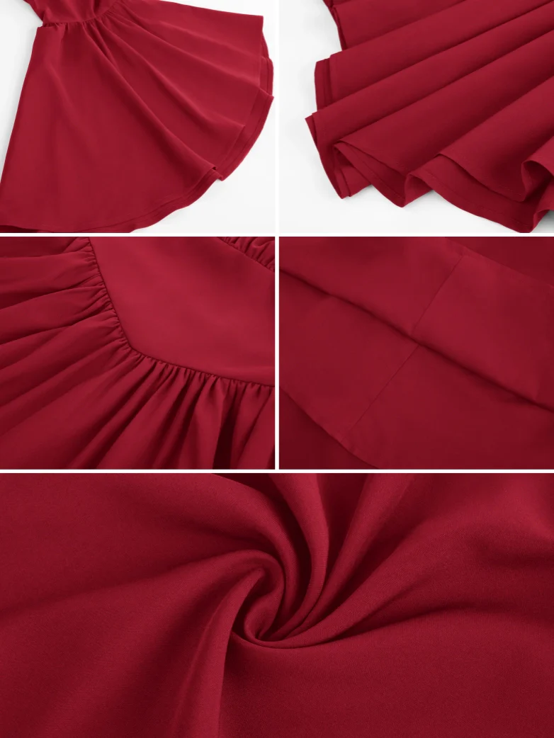 Renaissance Irregular Hem Off Shoulder Pockets Dress - Image 94