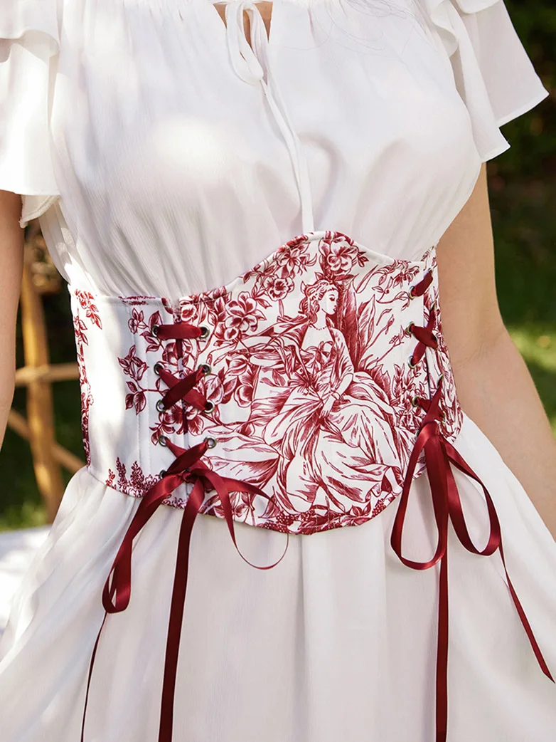 14 Bones Waist Corset Belt with Classical Hand-painted - Image 14
