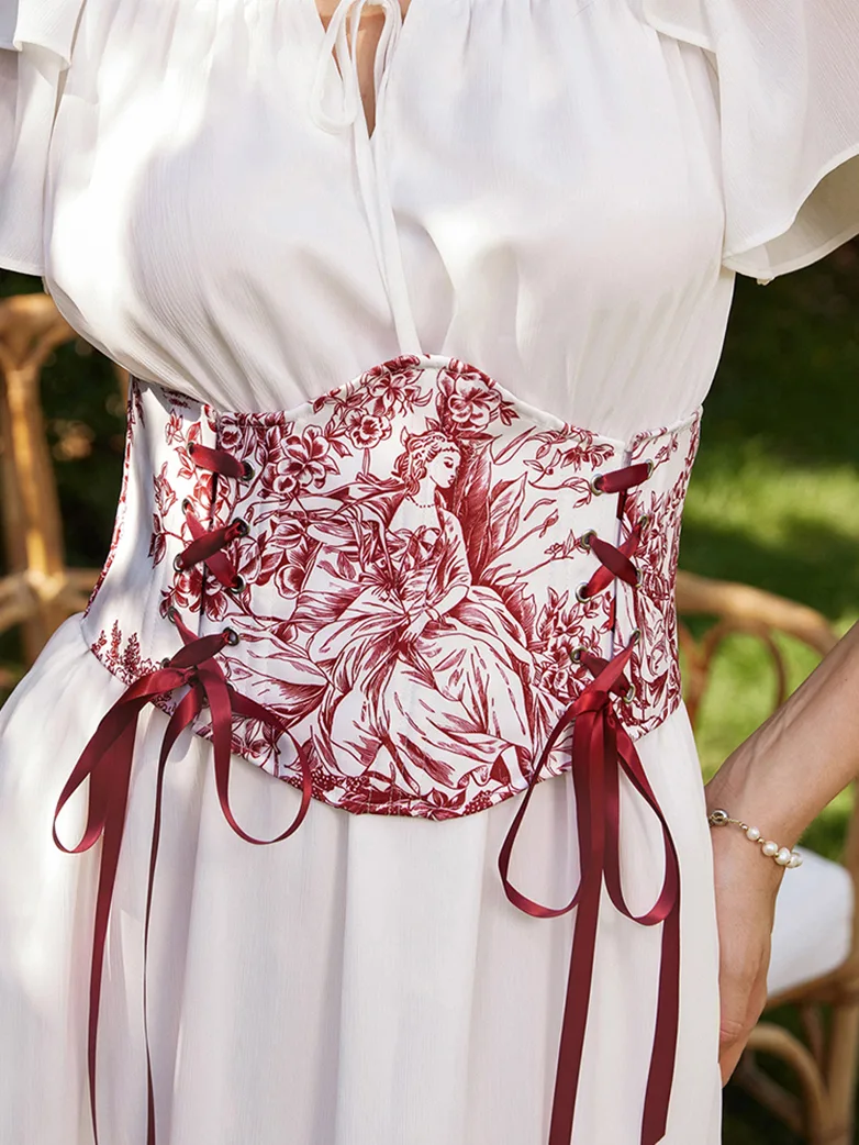 14 Bones Waist Corset Belt with Classical Hand-painted - Image 15
