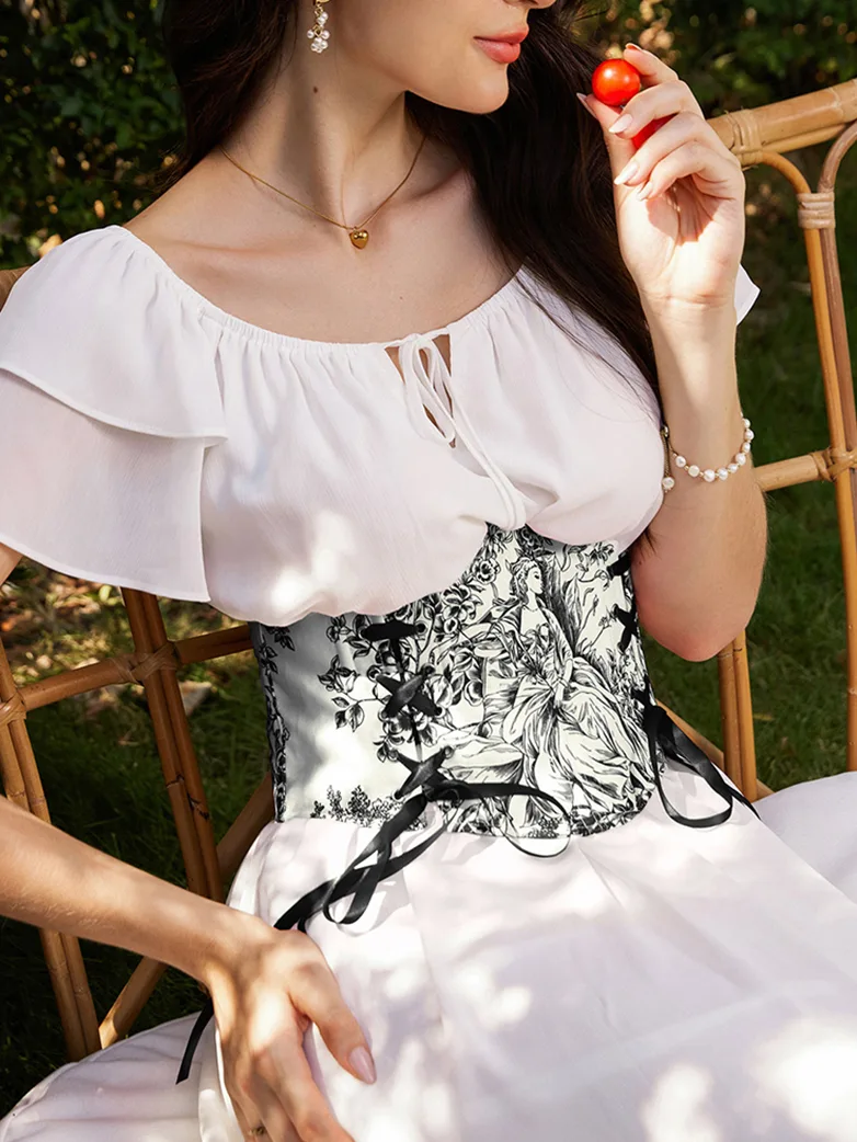 14 Bones Waist Corset Belt with Classical Hand-painted - Image 2