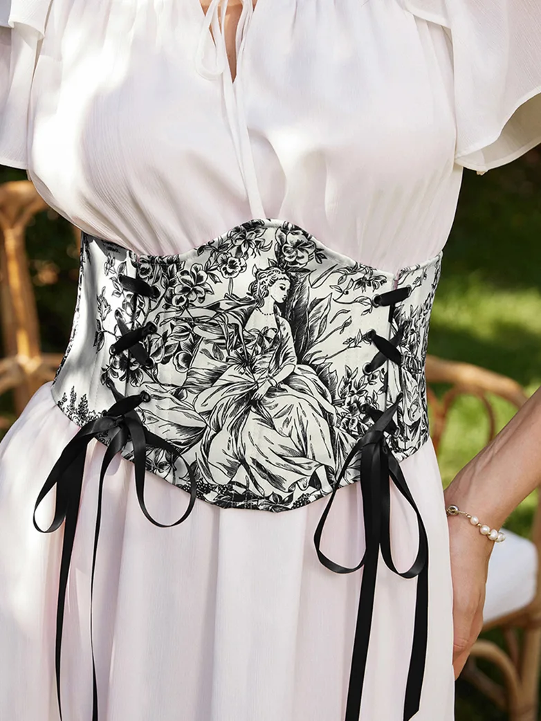 14 Bones Waist Corset Belt with Classical Hand-painted - Image 4