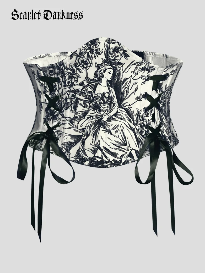 14 Bones Waist Corset Belt with Classical Hand-painted - Image 5