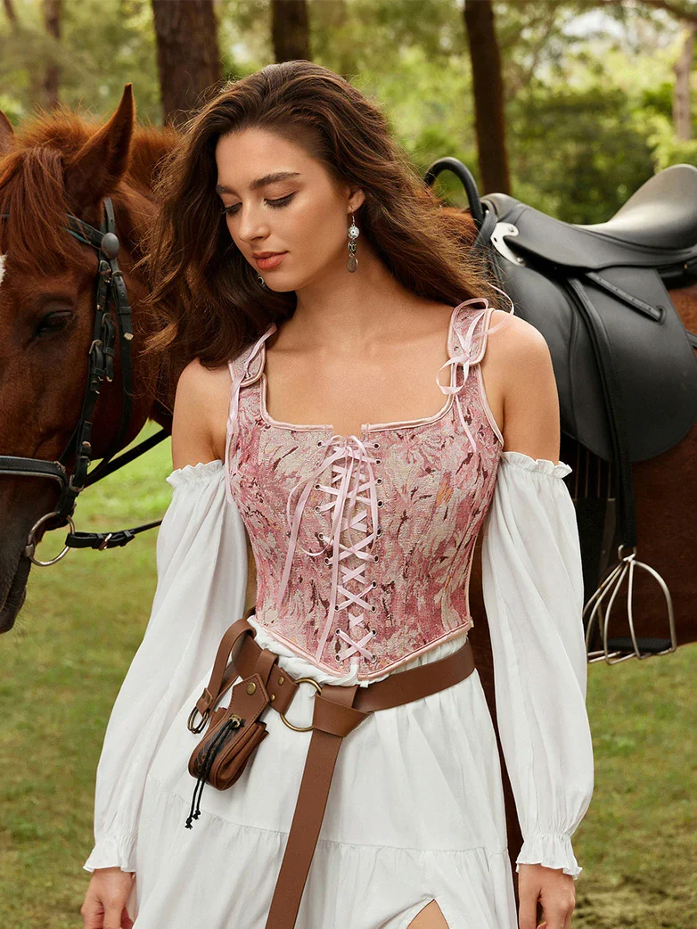 Renaissance Corset Lace-up U-Back 10 Bones Vest - Image 30