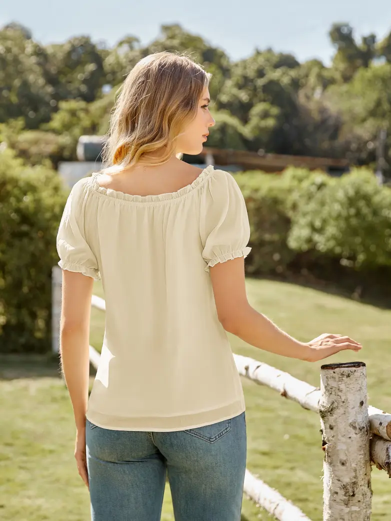 Renaissance Fairy Princess Off Shoulder Cotton Tops - Image 10