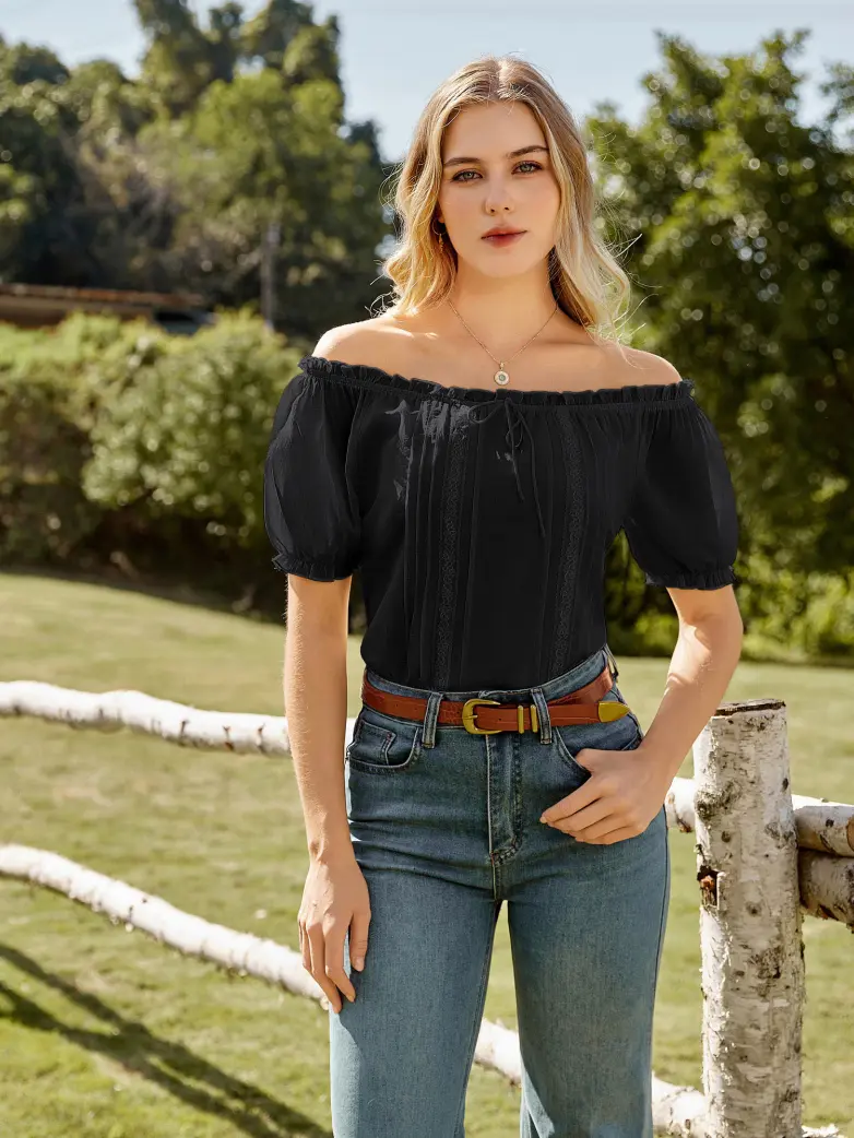 Renaissance Fairy Princess Off Shoulder Cotton Tops - Image 14