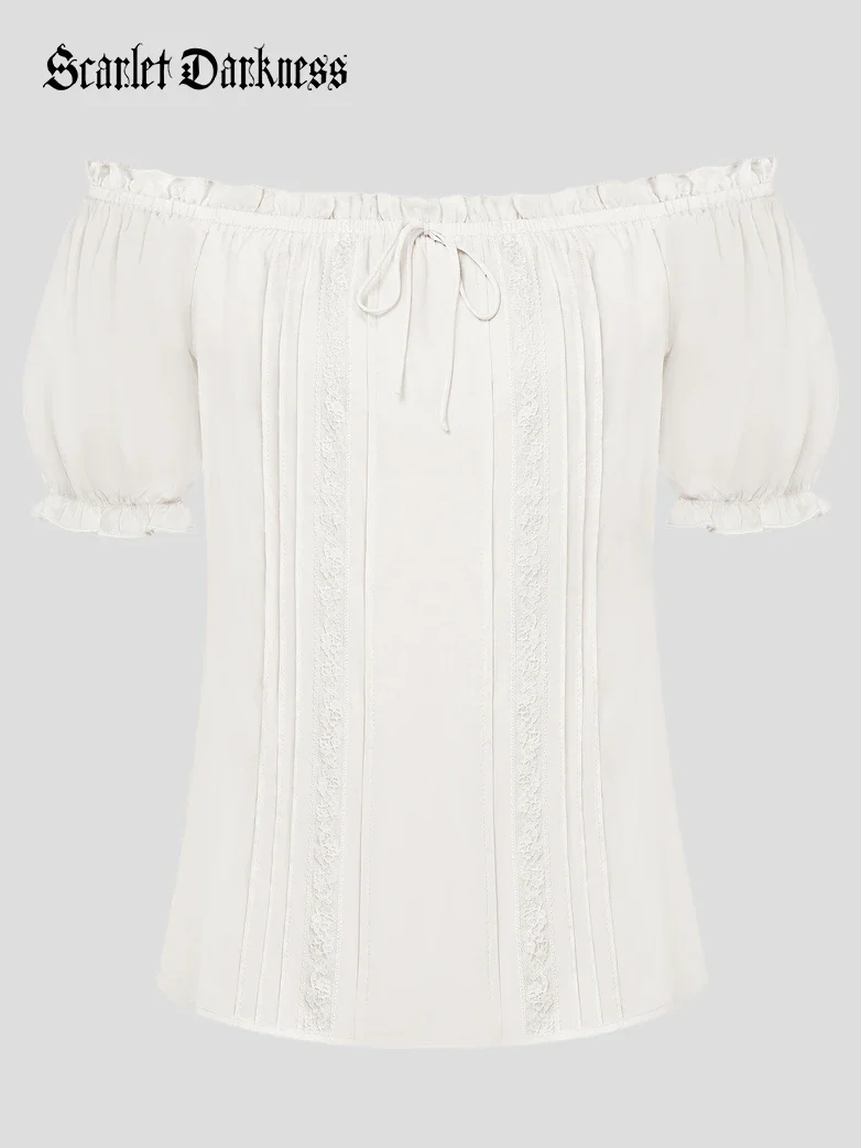 Renaissance Fairy Princess Off Shoulder Cotton Tops - Image 16