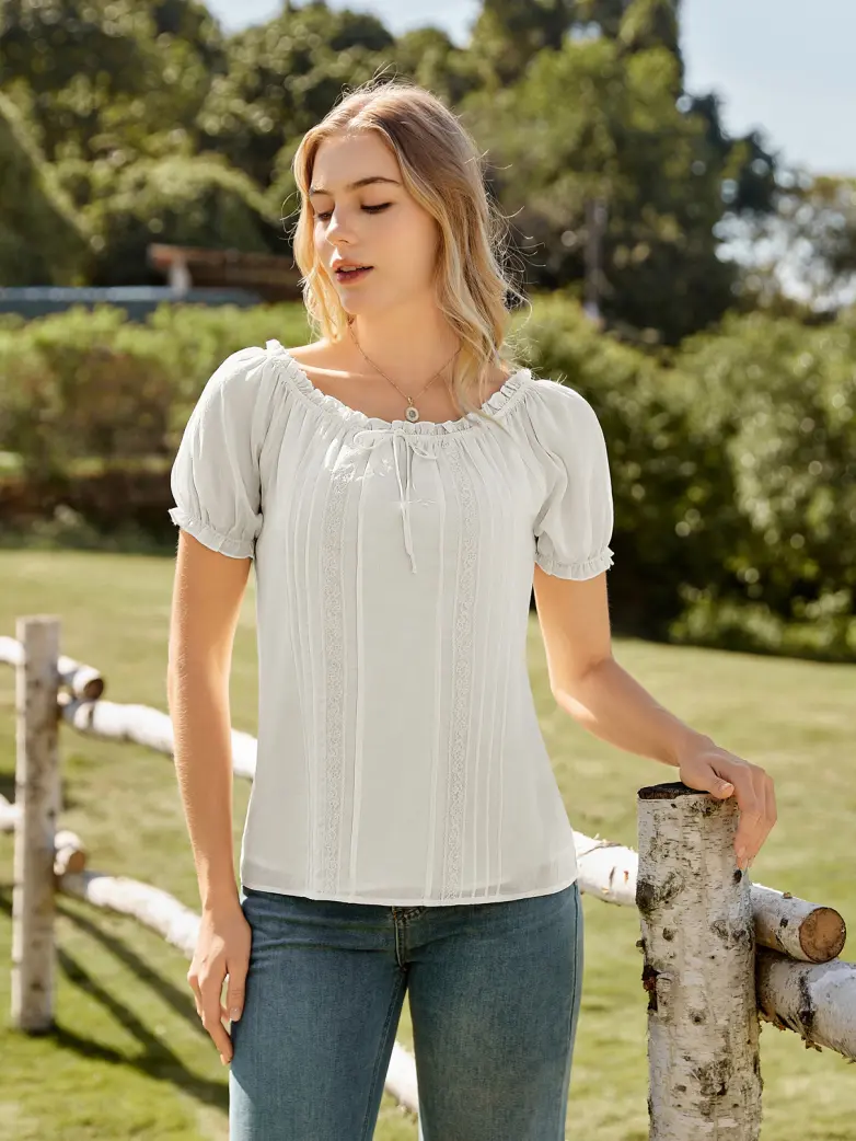 Renaissance Fairy Princess Off Shoulder Cotton Tops - Image 17