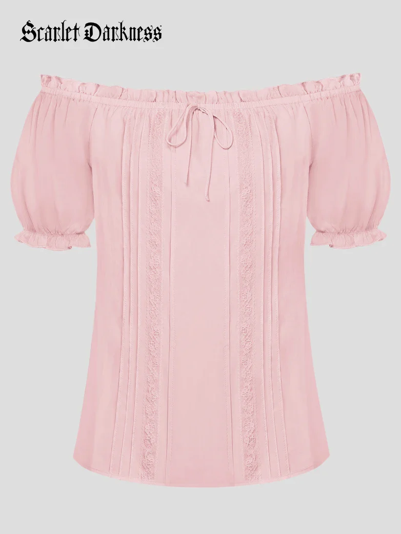 Renaissance Fairy Princess Off Shoulder Cotton Tops - Image 5
