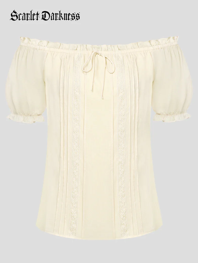 Renaissance Fairy Princess Off Shoulder Cotton Tops - Image 7