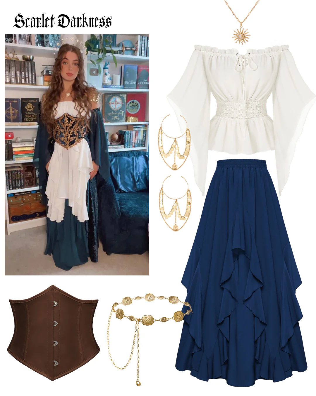 Scarlet Darkness Renaissance Fantasy Princess Costume - Image 14