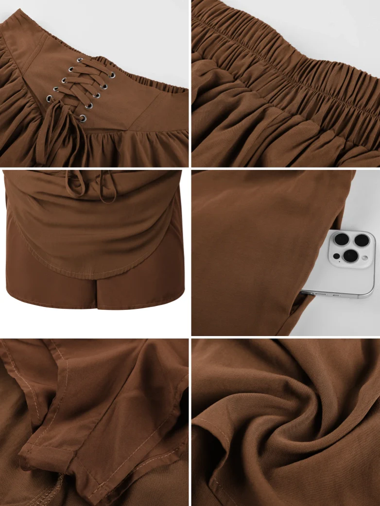Renaissance Two Layer Mini Skirt with Elastic Waist - Image 13