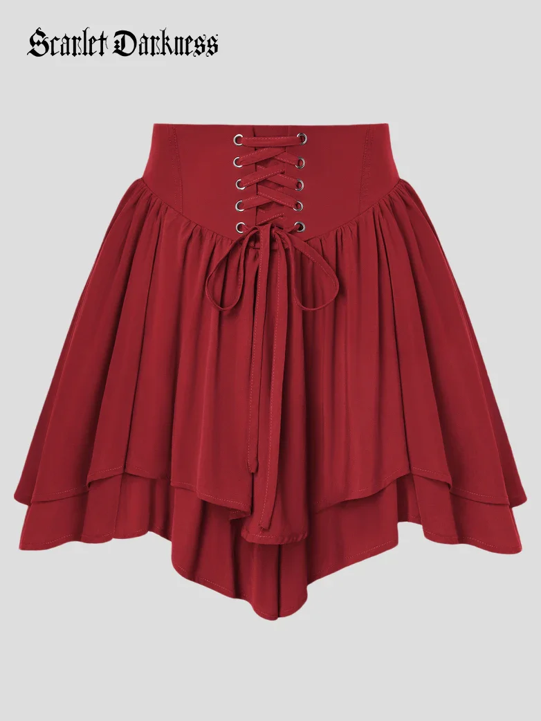 Renaissance Two Layer Mini Skirt with Elastic Waist - Image 14
