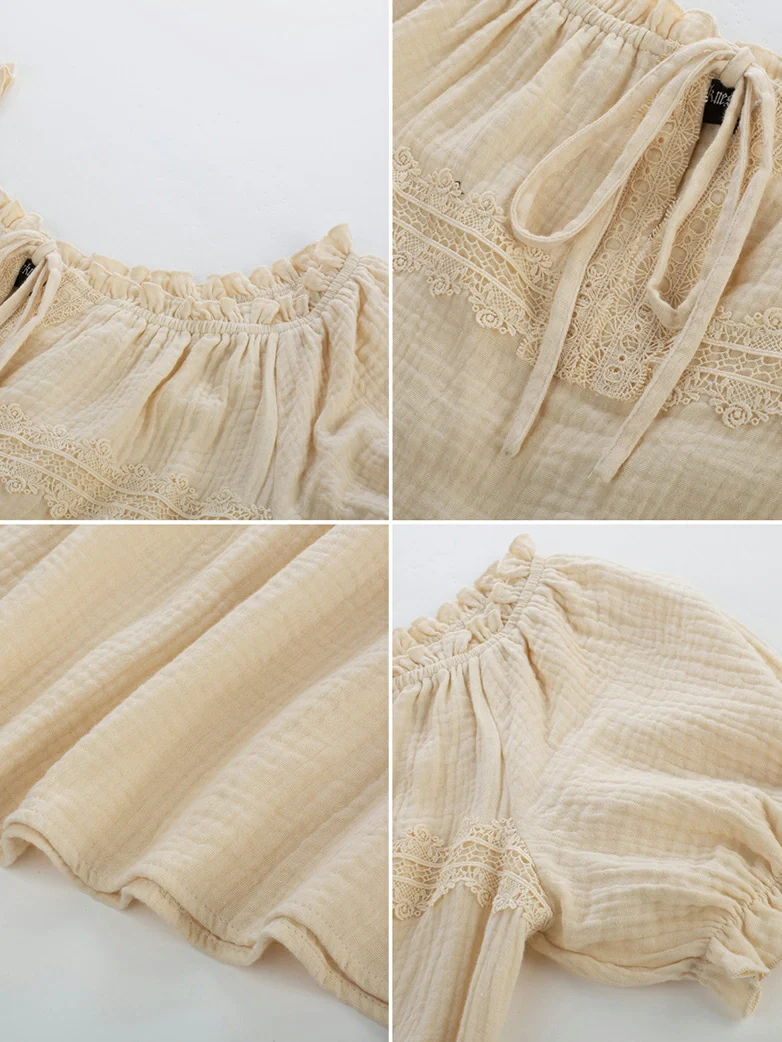 Renaissance Boho Off Shoulder Cotton Straight Tops - Image 12