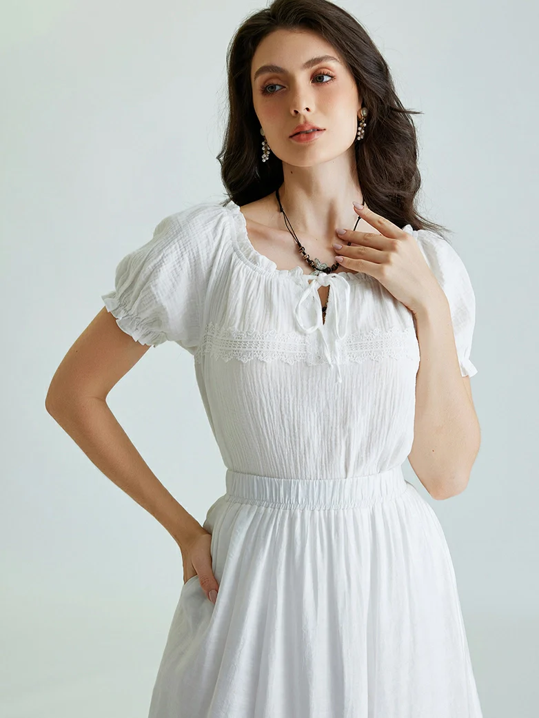 Renaissance Boho Off Shoulder Cotton Straight Tops - Image 14