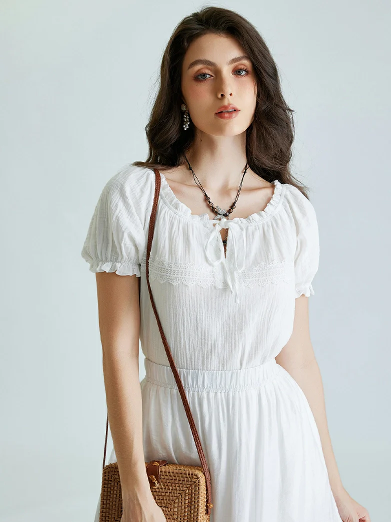 Renaissance Boho Off Shoulder Cotton Straight Tops - Image 15