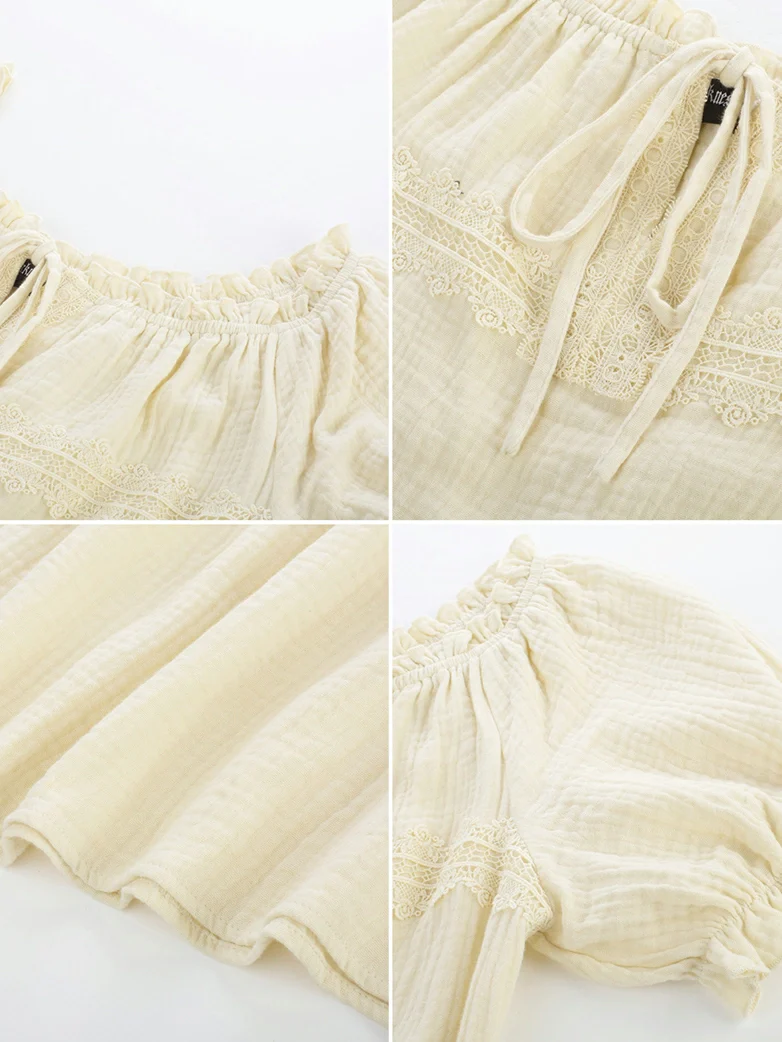 Renaissance Boho Off Shoulder Cotton Straight Tops - Image 20