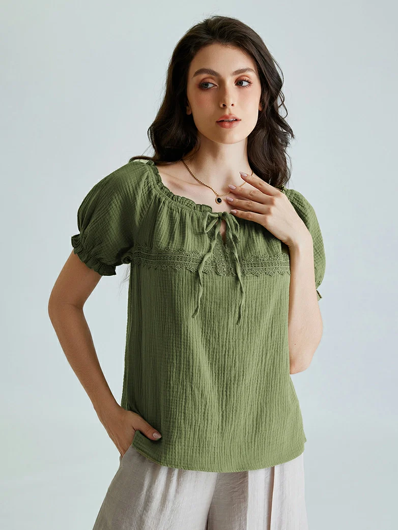 Renaissance Boho Off Shoulder Cotton Straight Tops - Image 22