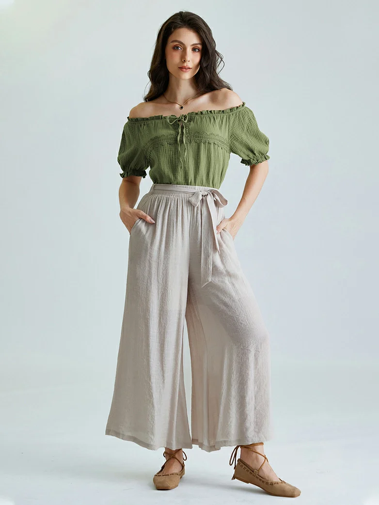 Renaissance Boho Off Shoulder Cotton Straight Tops - Image 24