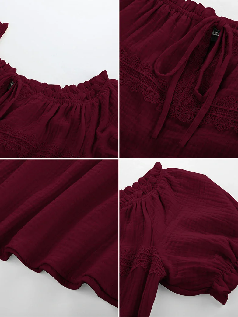 Renaissance Boho Off Shoulder Cotton Straight Tops - Image 30