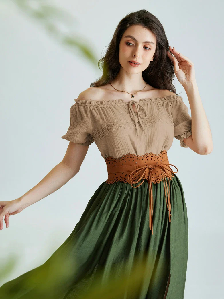 Renaissance Boho Off Shoulder Cotton Straight Tops - Image 32
