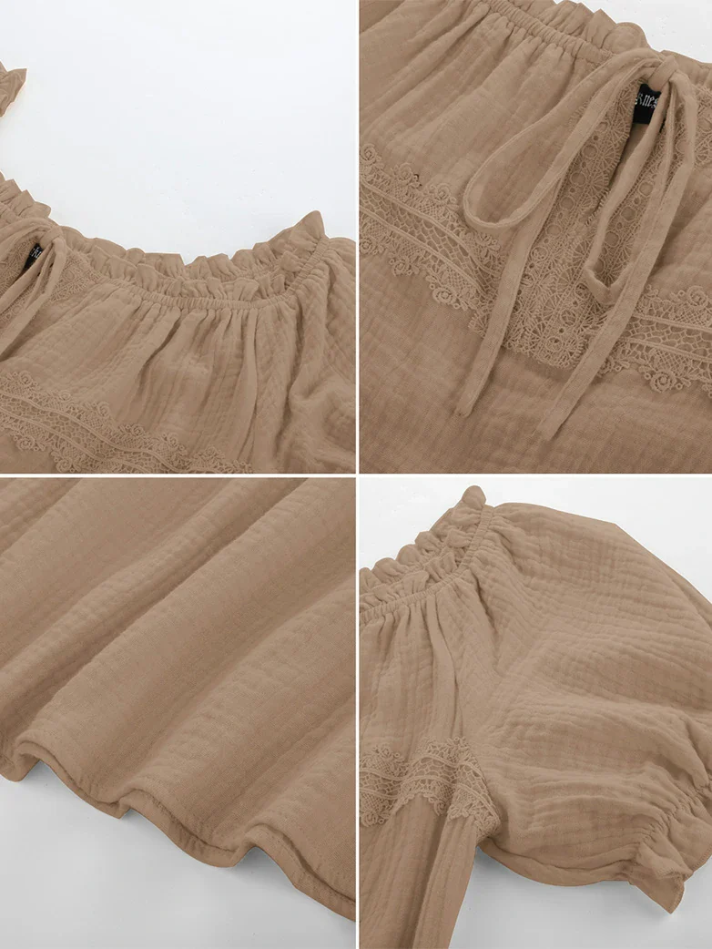 Renaissance Boho Off Shoulder Cotton Straight Tops - Image 33