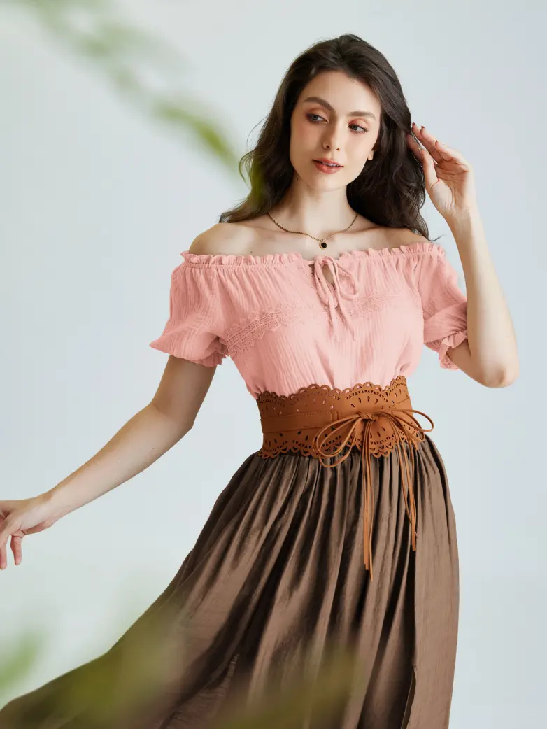 Renaissance Boho Off Shoulder Cotton Straight Tops - Image 37