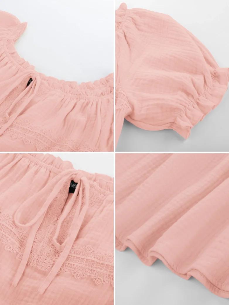 Renaissance Boho Off Shoulder Cotton Straight Tops - Image 38