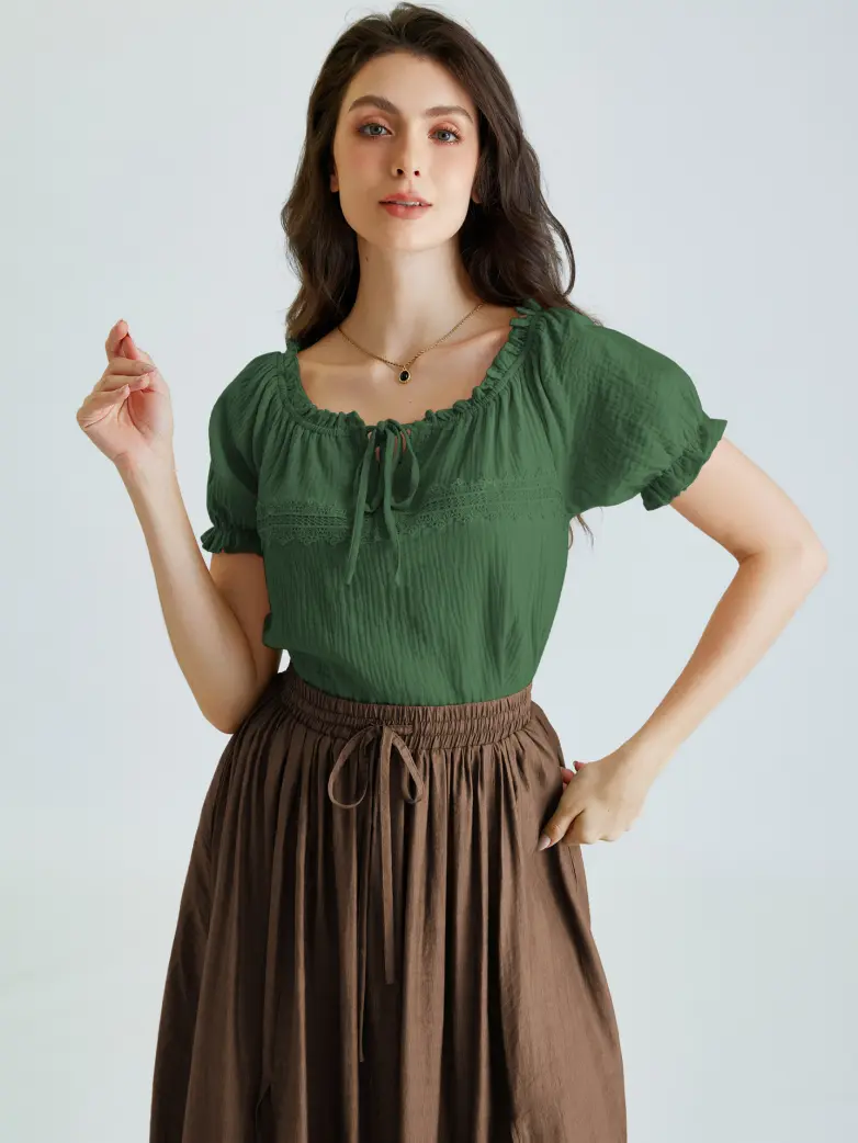 Renaissance Boho Off Shoulder Cotton Straight Tops - Image 39