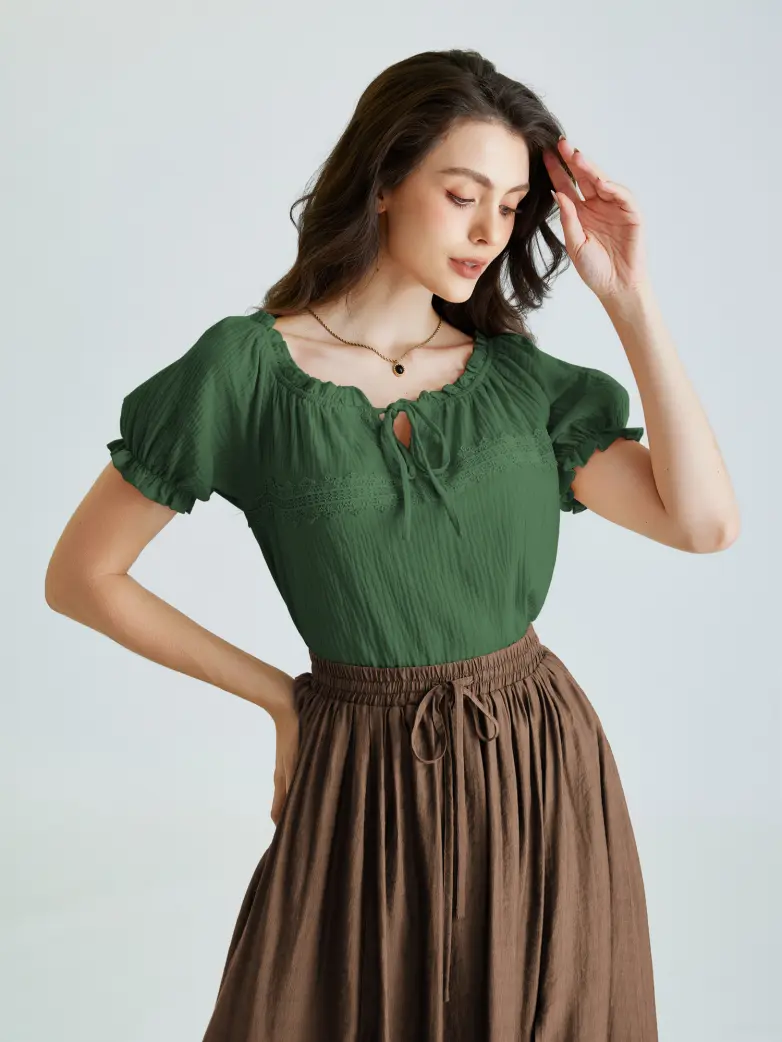 Renaissance Boho Off Shoulder Cotton Straight Tops - Image 40