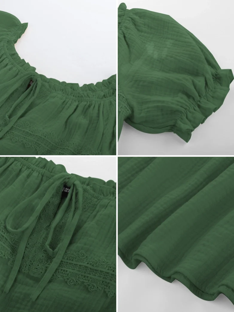 Renaissance Boho Off Shoulder Cotton Straight Tops - Image 42