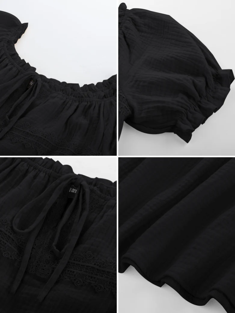 Renaissance Boho Off Shoulder Cotton Straight Tops - Image 46