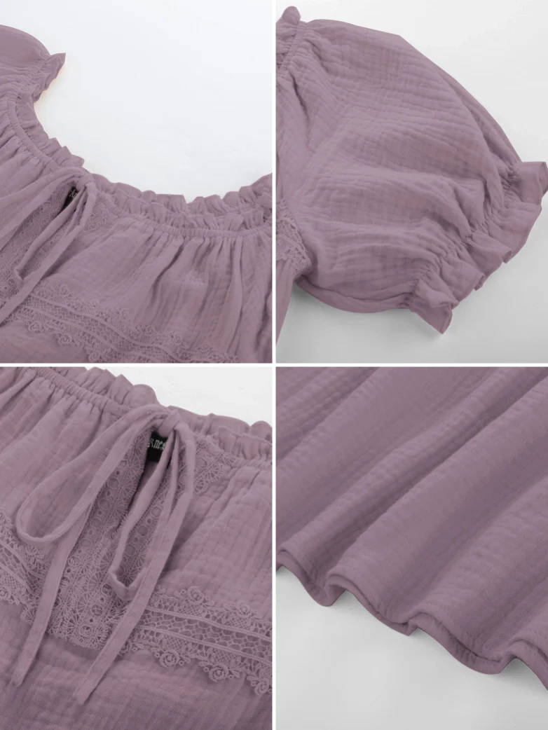 Renaissance Boho Off Shoulder Cotton Straight Tops - Image 8