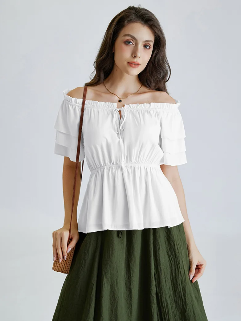 Renaissance Off Shoulder Peasant Pirate Tops - Image 13
