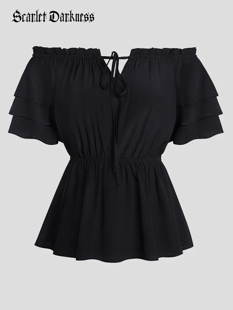 Renaissance Off Shoulder Peasant Pirate Tops - Image 16