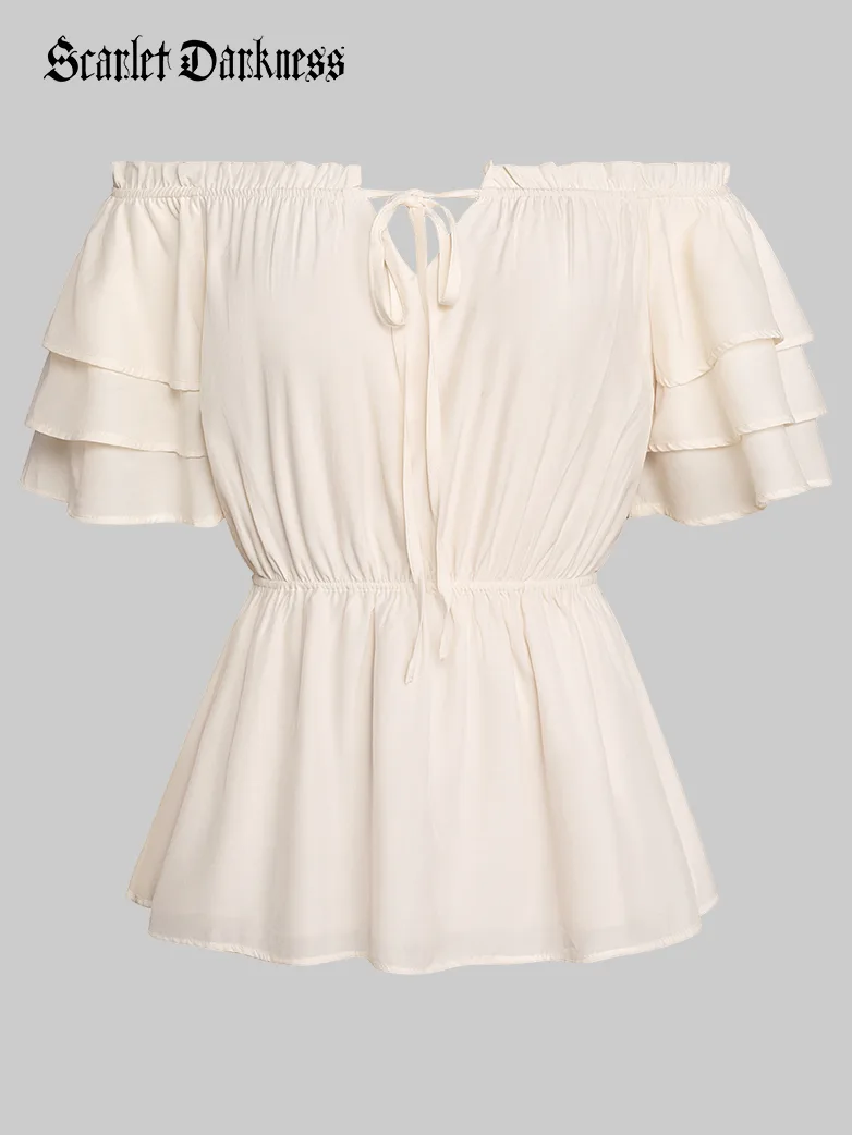 Renaissance Off Shoulder Peasant Pirate Tops - Image 2