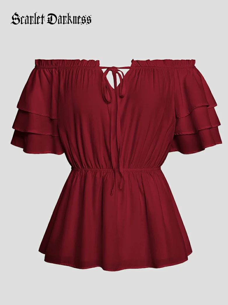 Renaissance Off Shoulder Peasant Pirate Tops - Image 21