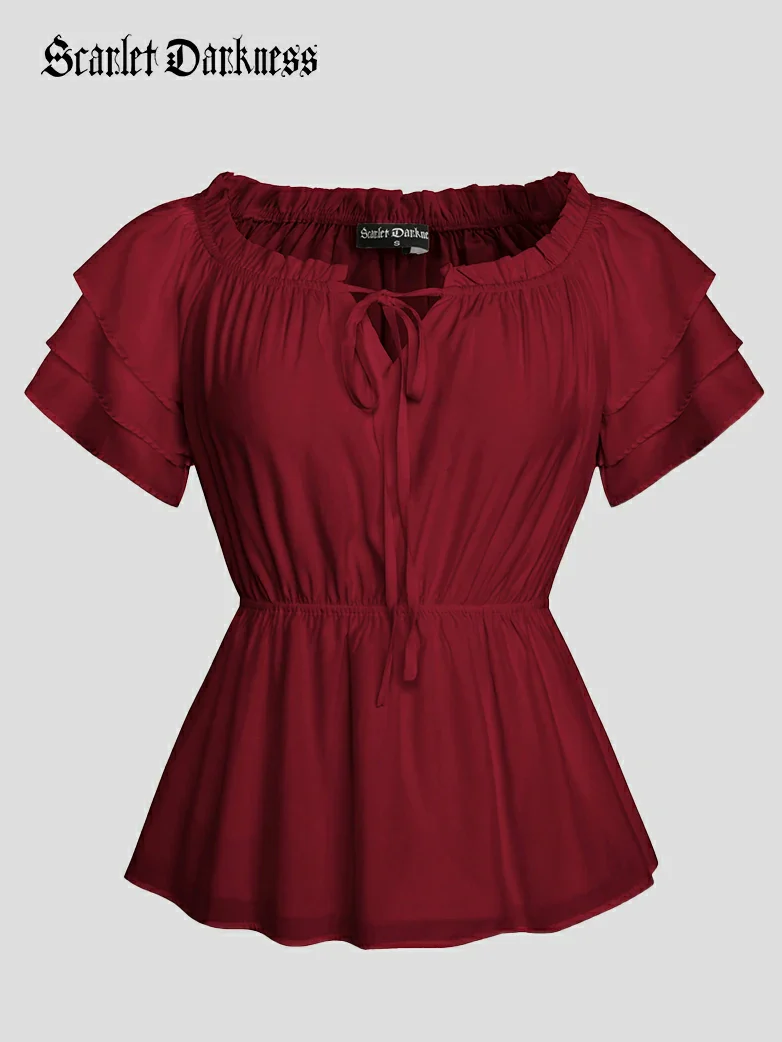 Renaissance Off Shoulder Peasant Pirate Tops - Image 22