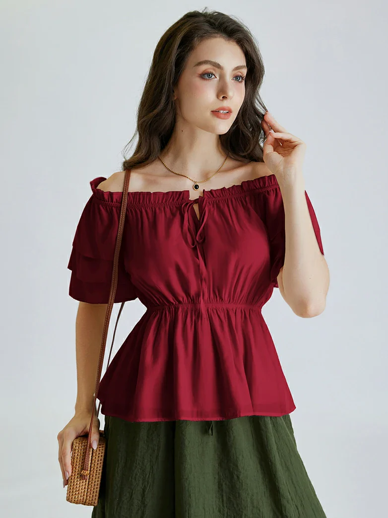 Renaissance Off Shoulder Peasant Pirate Tops - Image 23