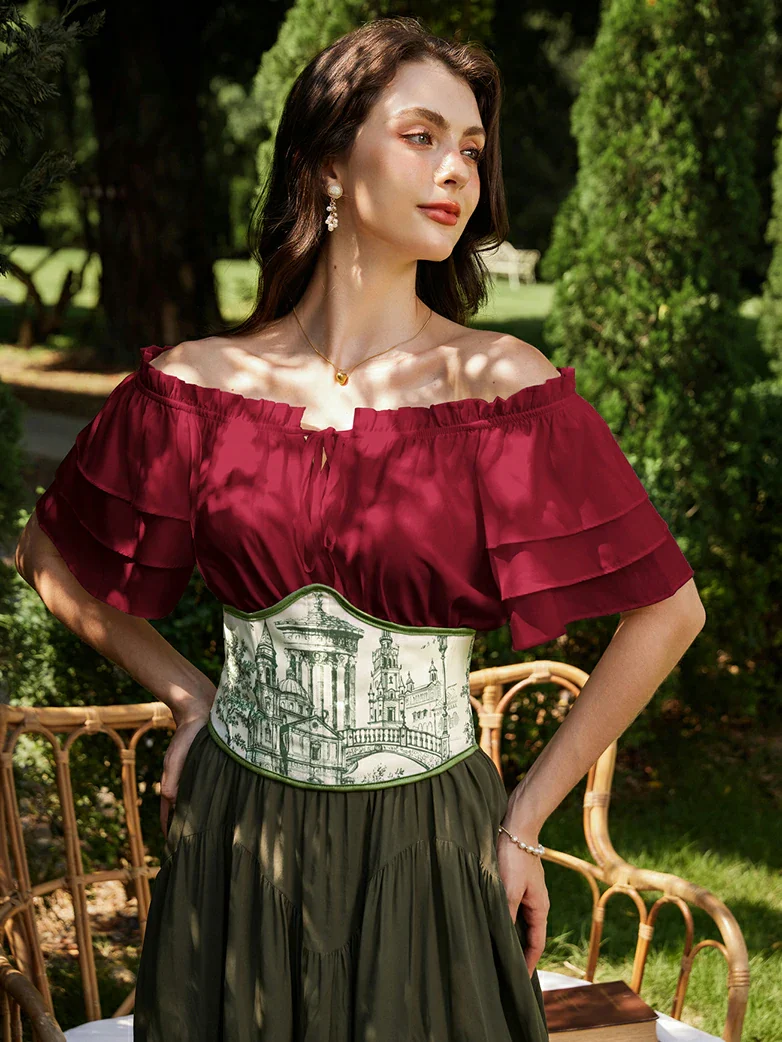 Renaissance Off Shoulder Peasant Pirate Tops - Image 25